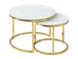 Konferenční stolek MUSE II, bílý/zlatý