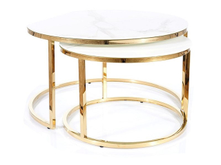 Konferenční stolek MUSE, bílý/zlatý