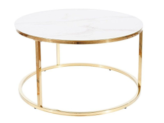 Konferenční stolek SABINE, bílý/zlatý